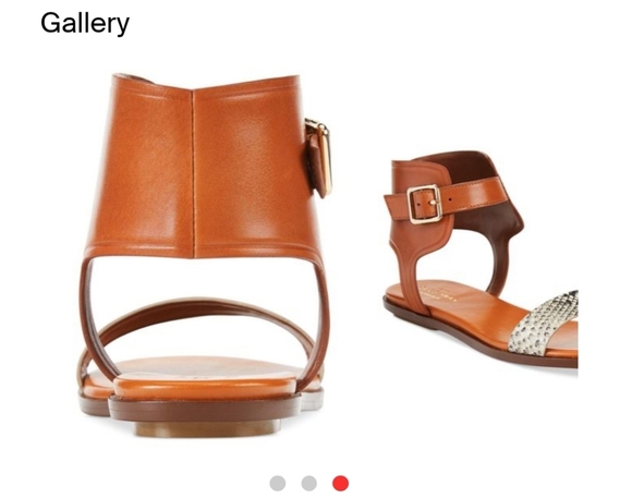 LeatherSandal COLE HAAN Barra Snake embossed LEATHER Minimalist Greek Sandal 9 - Picture 6 of 9